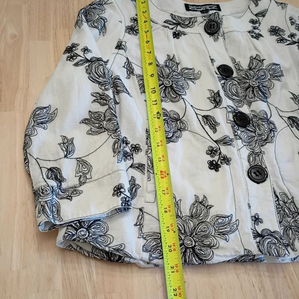 Windridge By Cheryl Nash Women's Top Linen Blend 2 Front Pockets Embroidered - Picture 13 of 16